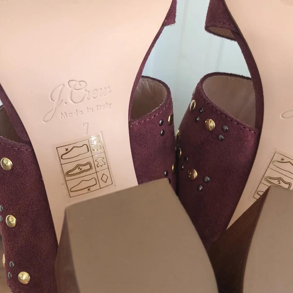 New J. Crew Made in Italy Leather Block heel Sandals. - Picture 15 of 17